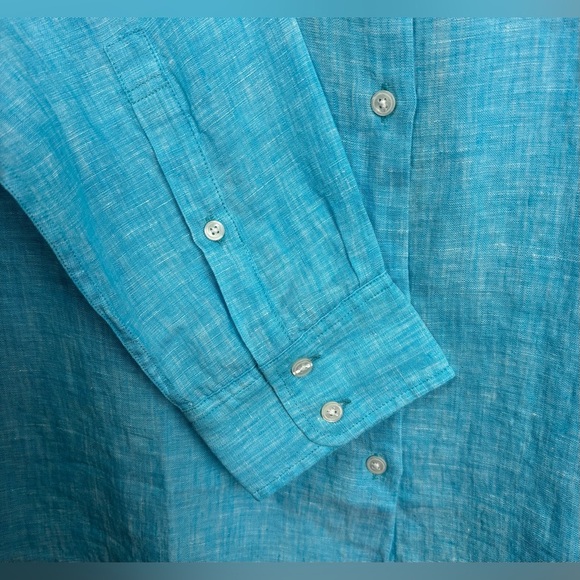 NEW UNTUCKit Blush-Aqua Button‎ Down Cottage Preppy Shirt Blue Sz 14 $98 1000 - Picture 3 of 8